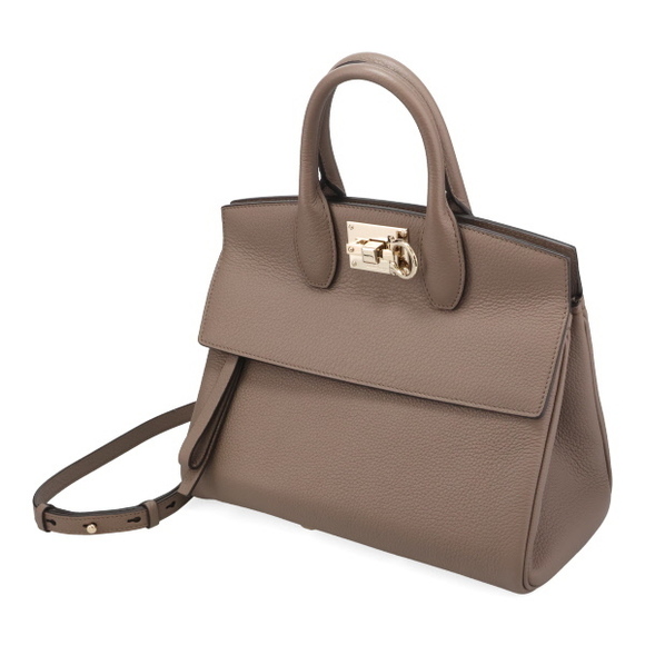 Salvatore Ferragamo Handbags - Ferragamo Studio Bag Small Carawayseed Brown